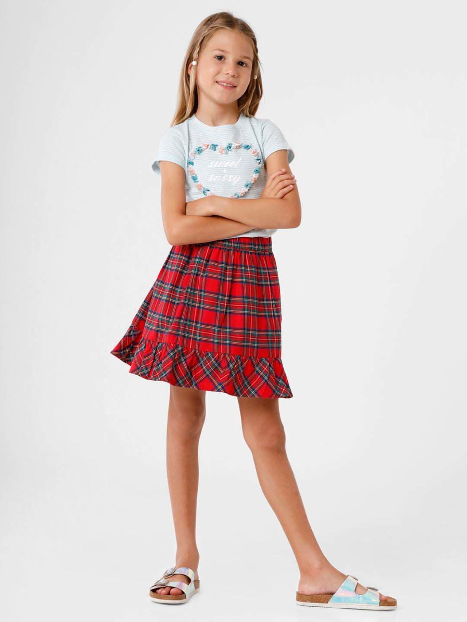 Kate & Oscar Kids Red & Blue Chequered Skirt