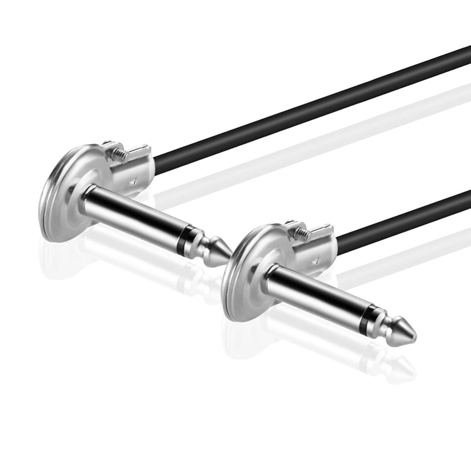 TNP 6.35mm Cable (3FT) - Right Angle Low Profile Male to Male 1/4 Inch TS 6.35mm Phono Jack Plug Wire Cord Connector for Guitar, Electric Bass Guitar, Amplifier, Musical Instrument Line-Level Audio