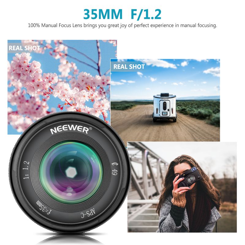 Neewer 35mm F1.2 Large Aperture Prime APS-C Aluminum manual focus  Lens for Fuji X Mount Mirrorless Cameras X-A1 X-A10 X-A2 X-A3 X-AT X-M1 X-M2 X-T1 X-T10 X-T2 X-T20 X-Pro1 X-Pro2 X-E1 X-E2 X-E2s