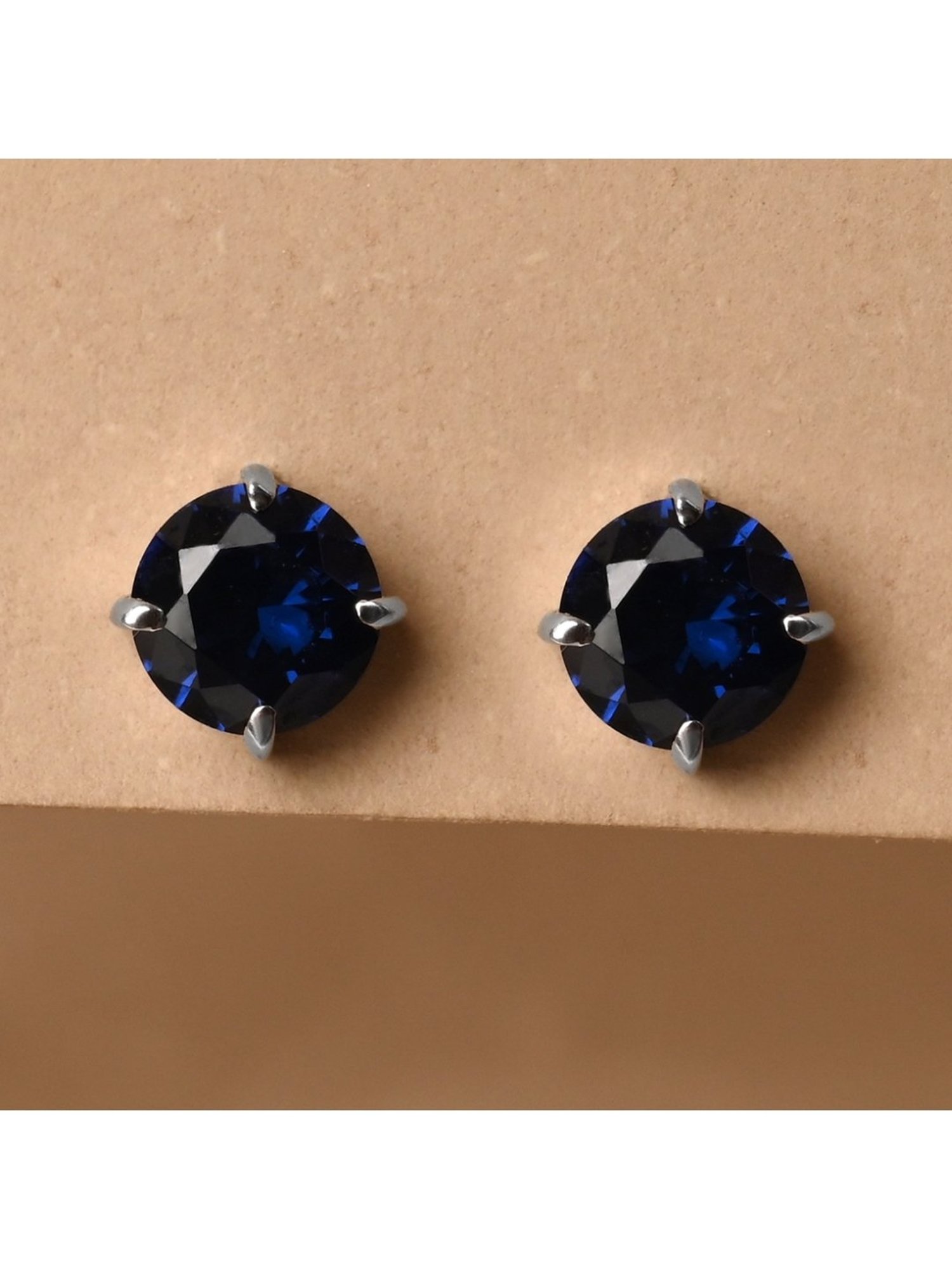 Clara 92.5 Sterling Silver Royal Blue Minimal Daily Wear Stud Earrings for Kids Girls