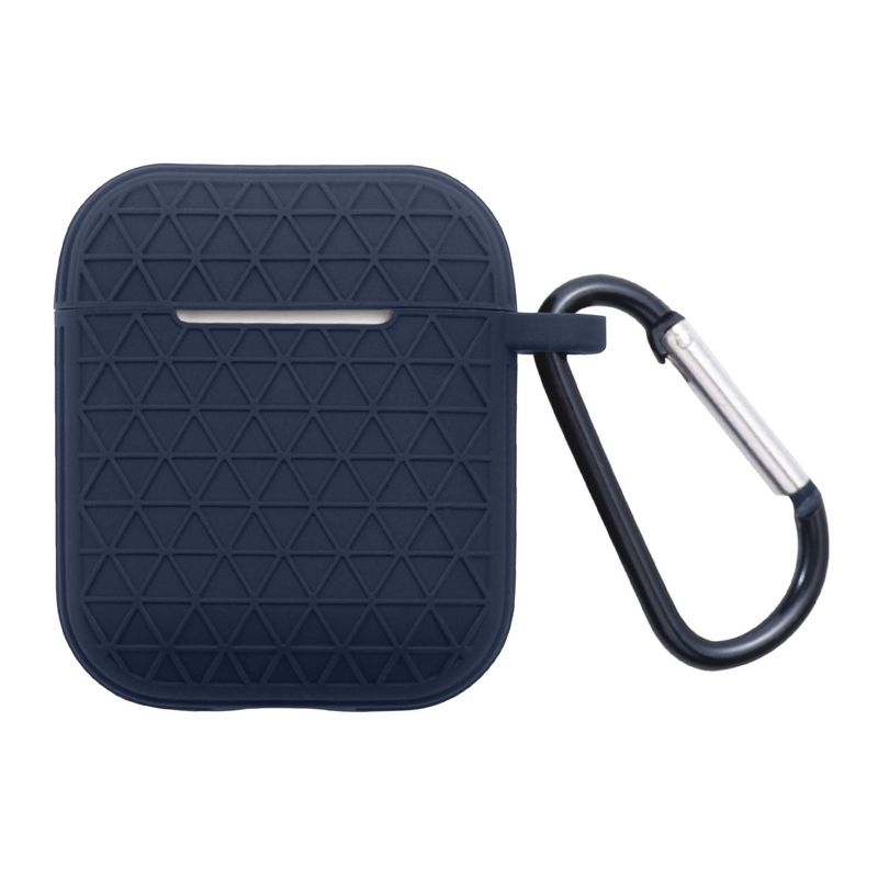 Insten Honeycomb Textured Pattern Case For AirPods 1 & 2, Soft Silicone Skin Cover with Keychain, Blue