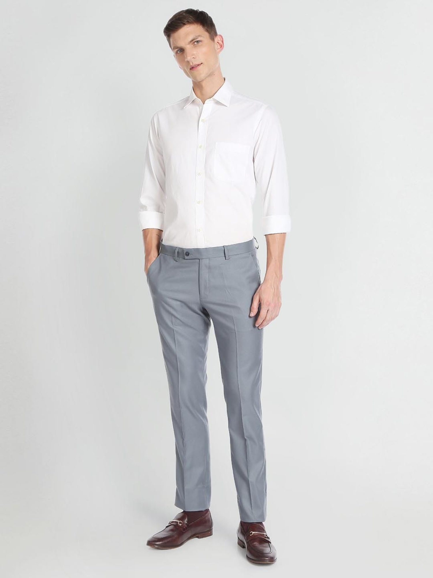 Arrow Light Blue Regular Fit Trousers