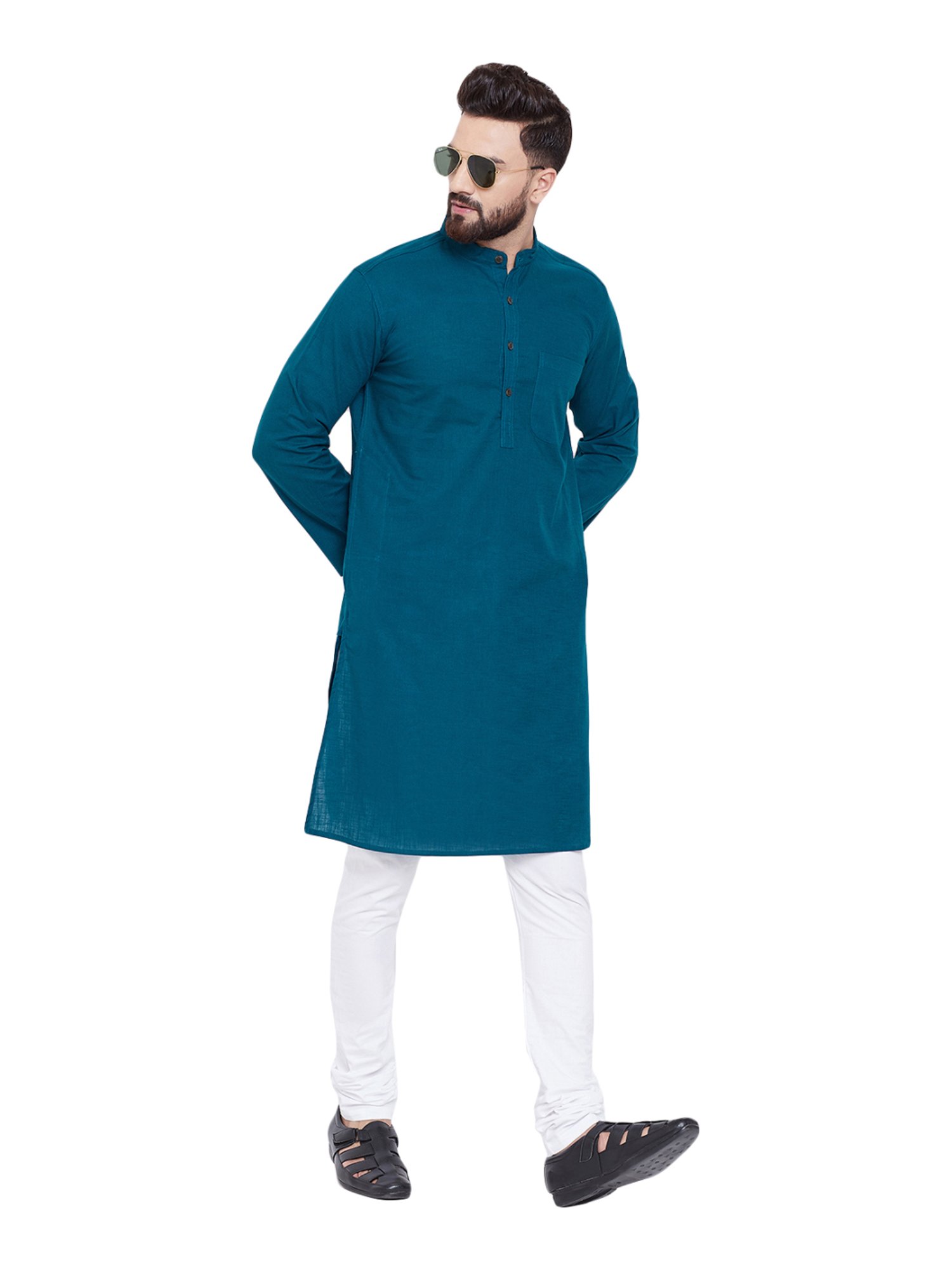 Even Prussian Blue Cotton Regular Fit Kurta