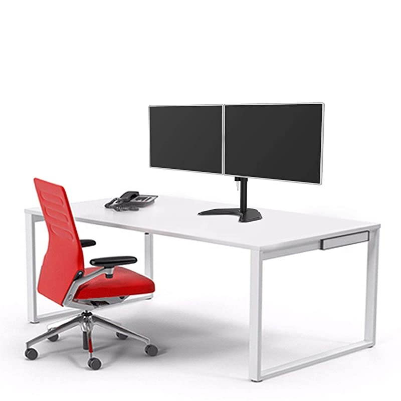 Free Standing Dual LCD Monitor Fully Adjustable Desk Mount Fits 2 Screens up to 27 inch 22 lbs Weight Capacity per Arm with Grommet Base MF002 Black