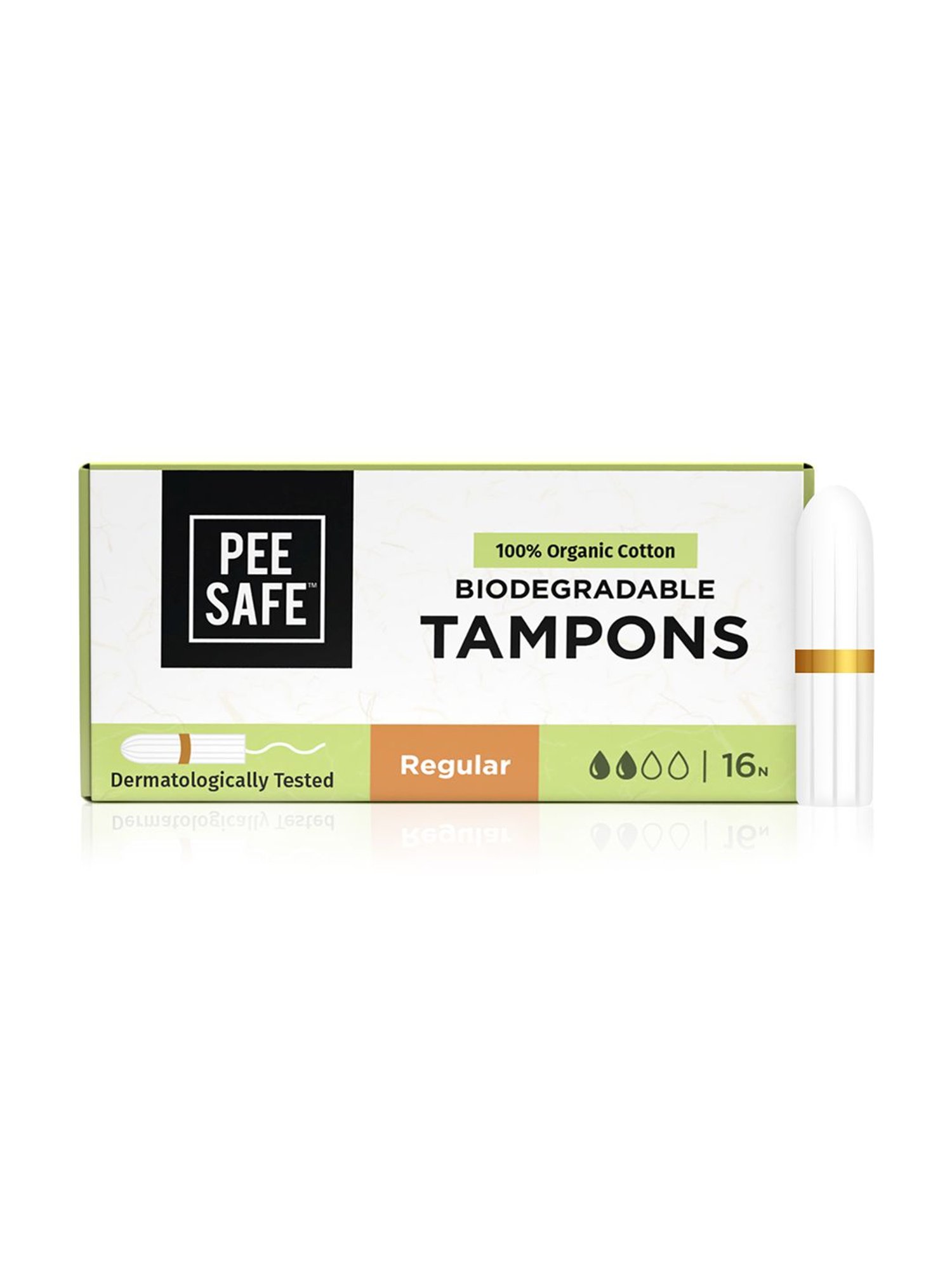 Pee Safe Organic Cotton Tampon (Regular) - Pack of 16