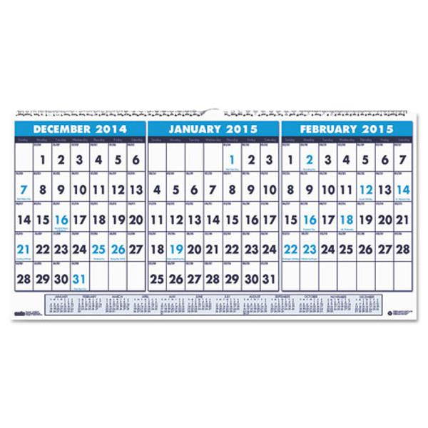 HOUSE OF DOOLITTLE Recycled Three-Month Horizontal Wall Calendar 23 1/2 x 12