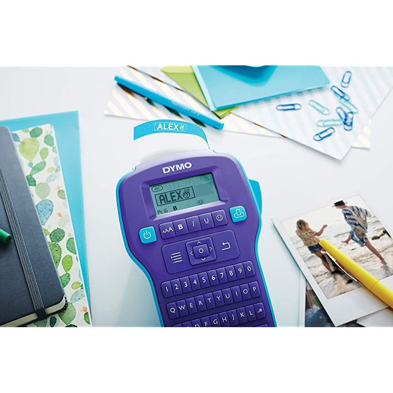 COLORPOP Authentic Label Maker Tape, 1/2" W x 10' L, White Print on Blue Glitter, D1 Standard