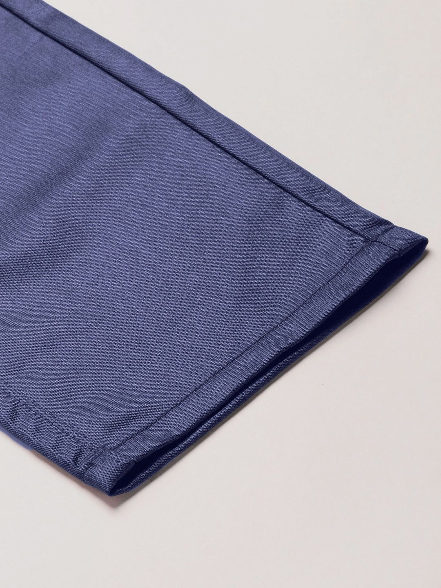 Sojanya Navy Cotton Regular Slim Fit Self Pattern Flat Front Trousers