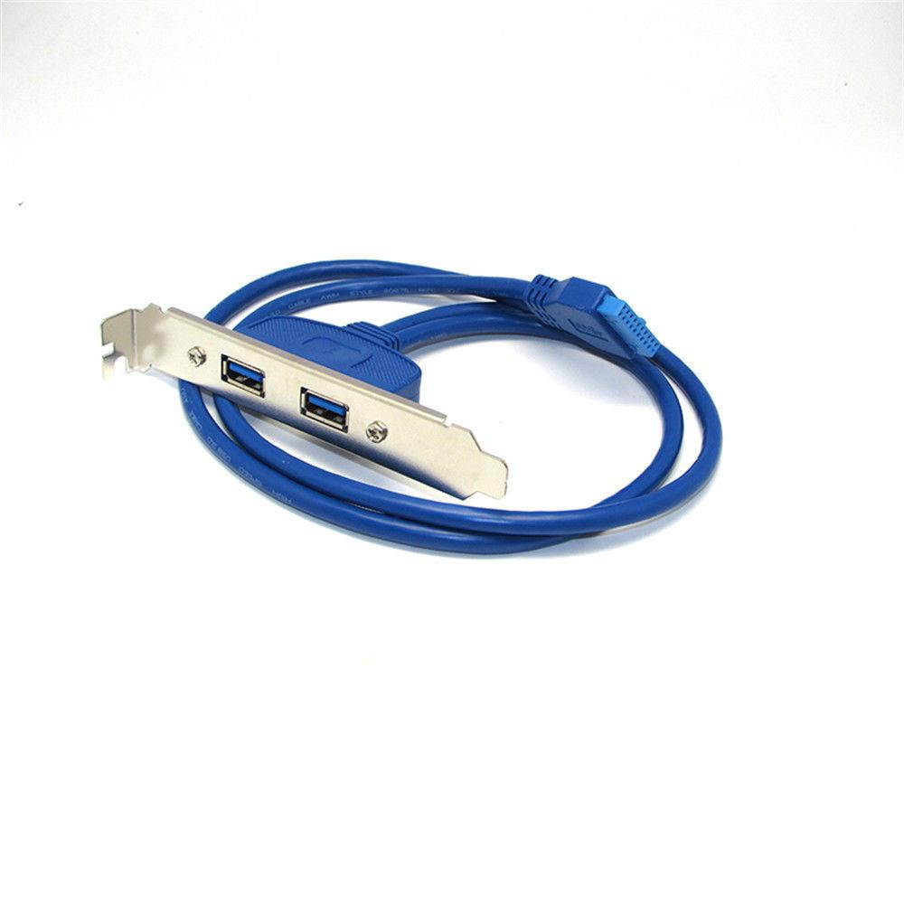 Deconn USB 3.0 Bracket to 20-Pin Back Panel Expansion Header Cable 2-Port blue
