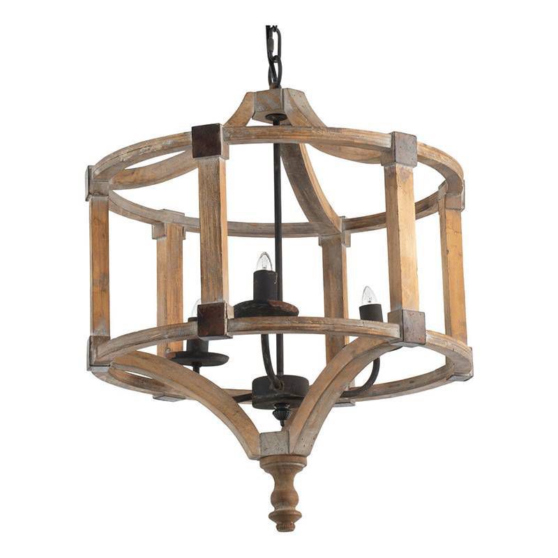 Andreas Round Chandelier Antique Wood - A&B Home