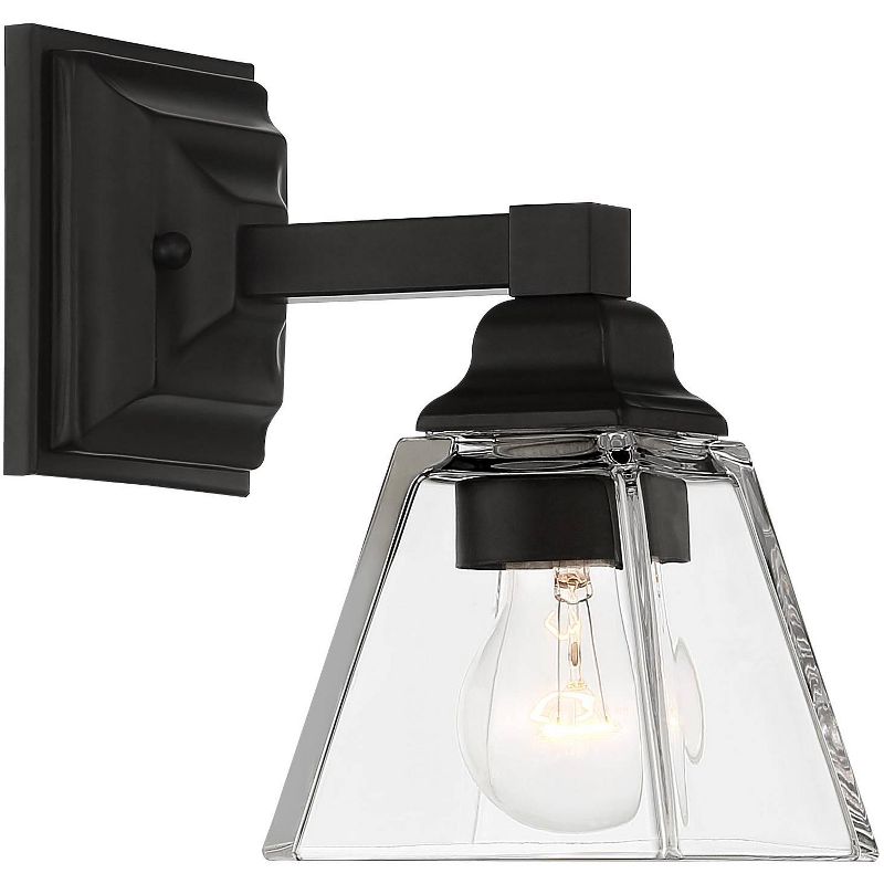 Regency Hill Modern Wall Light Sconce Bronze Steel Hardwired 9" High Fixture Clear Glass for Bedroom Bathroom Hallway