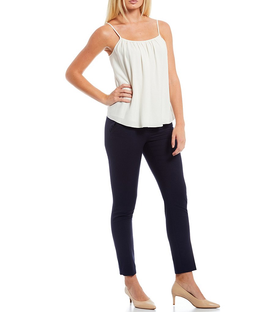 J.McLaughlin Durham Sleeveless Ruffle V-Neck Denim Blouse