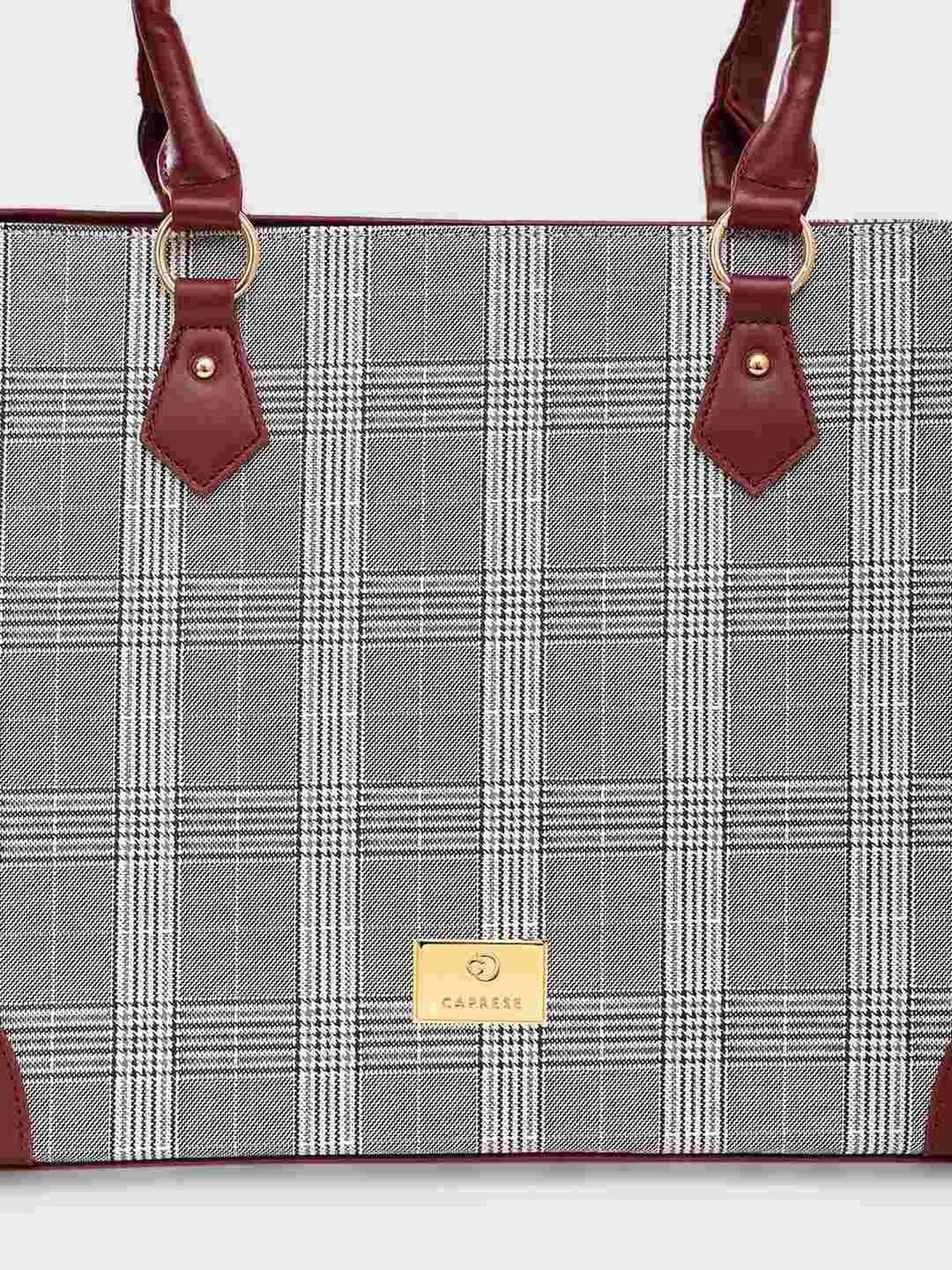 Caprese REMI Grey & Maroon Faux Leather Large Messenger Bag