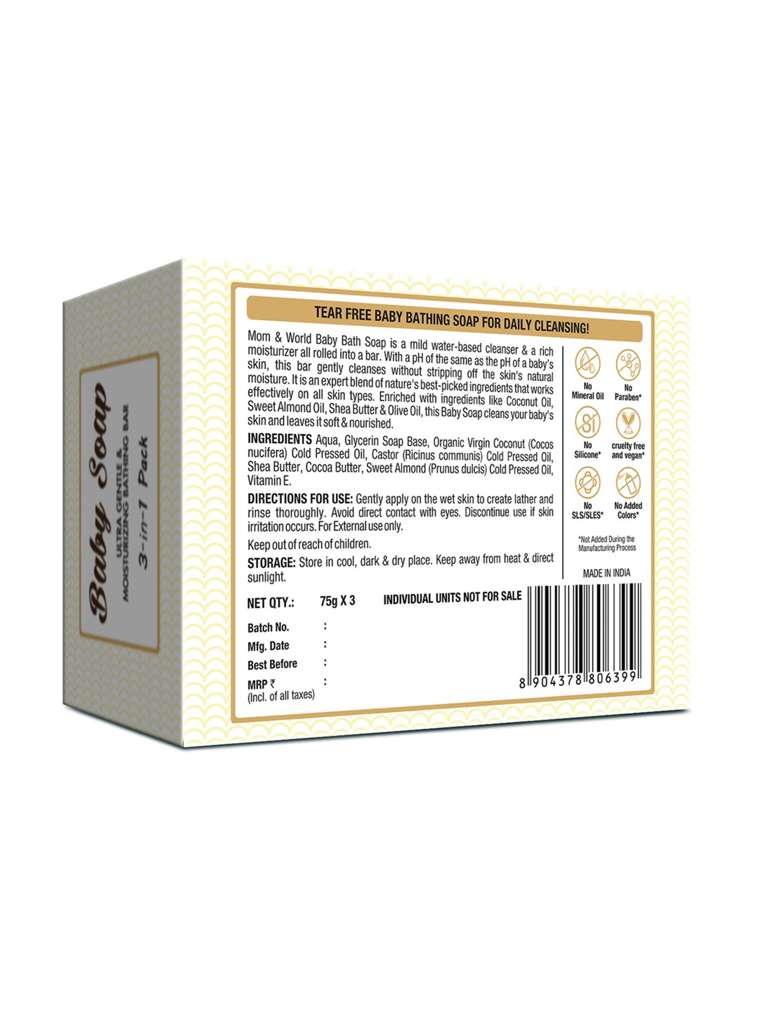 Mom & World Natural Baby Soap - Pack of 3