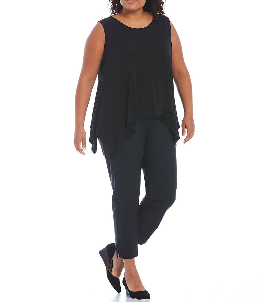 IC Collection Plus Size Stretch Woven Slim-Leg Pull-On Ankle Pants