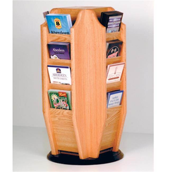 Wooden Mallet Cascade Spinning Countertop 16" Brochure Pockets Books Magazine Floor Display Rack Stand Light Oak