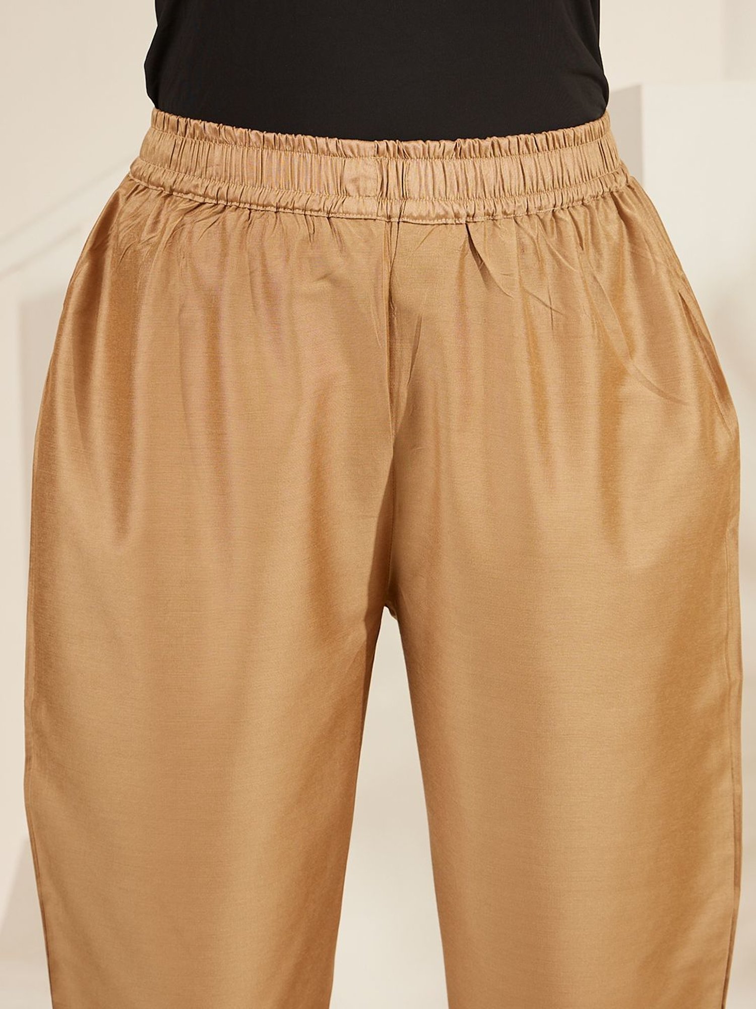 Daali Gold Viscose Blooming Mood Pencil Pants