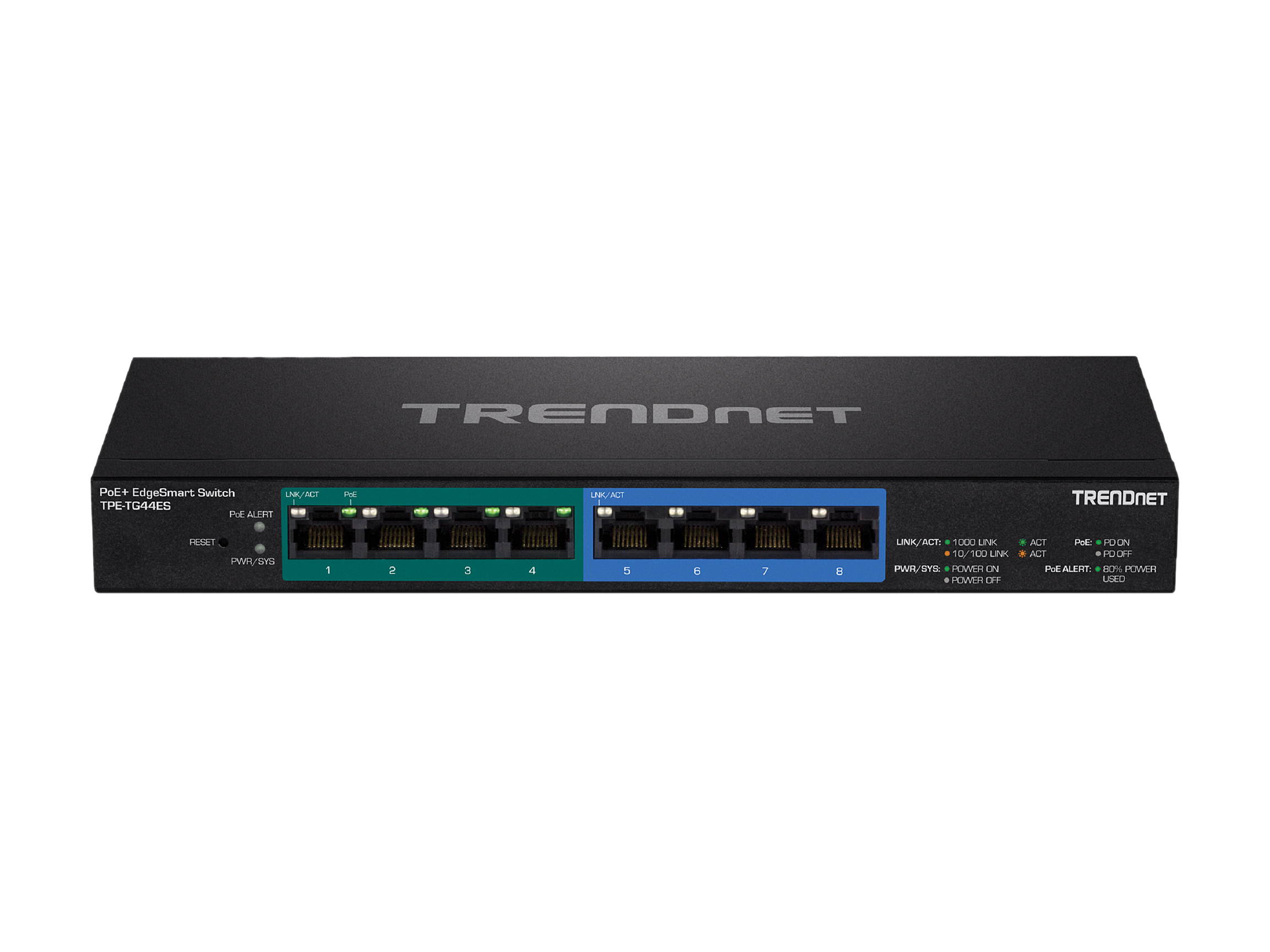TRENDnet TPE-TG44ES Tpe Tg44Es - Switch - 4 X 10/100/1000 (Poe+) + 4 X 10/100/1000 - Desktop, Wall-Mountable - Poe+ (60 W)