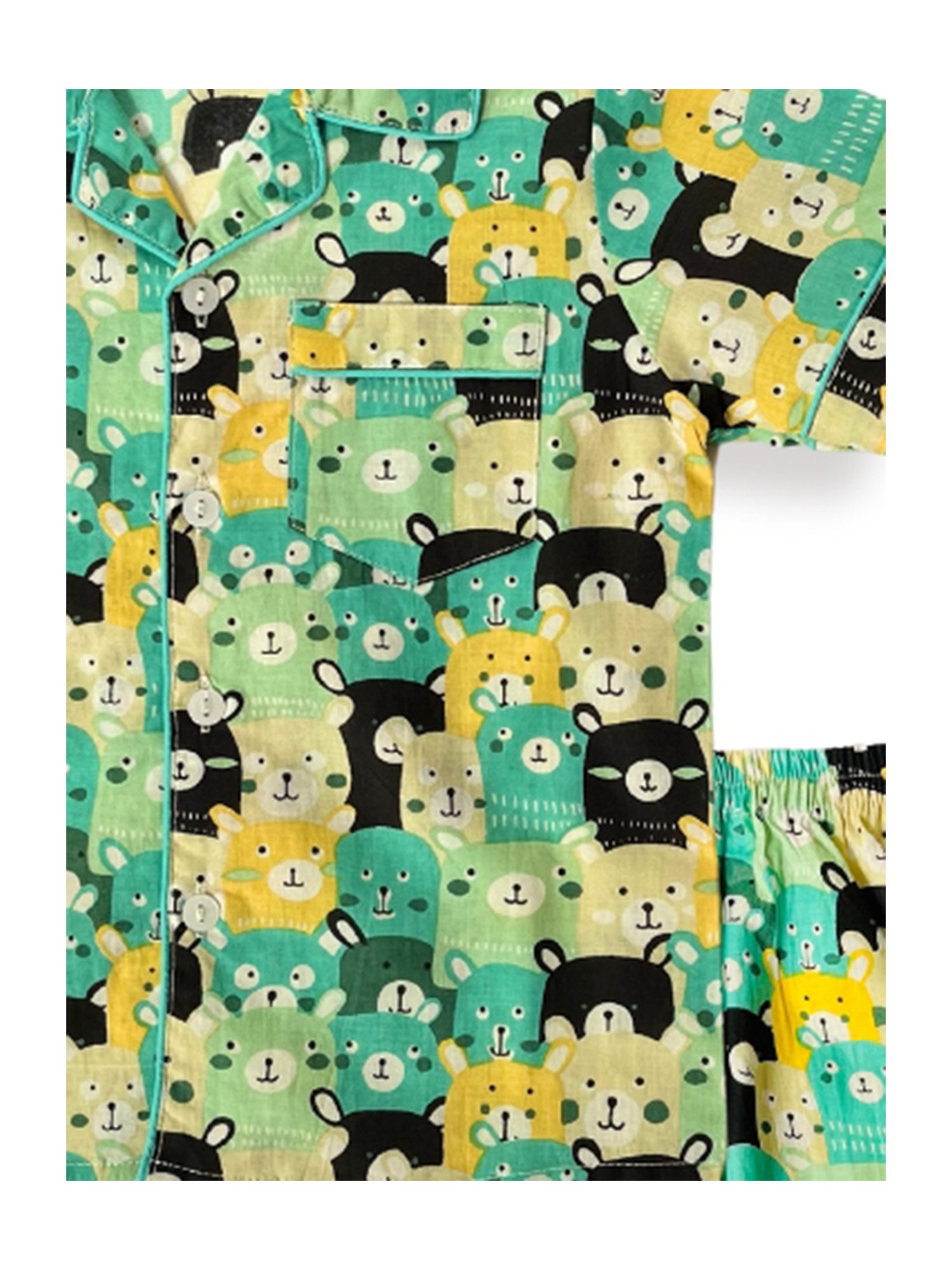 Tippy Top Boys Green Printed Shirt with Pants