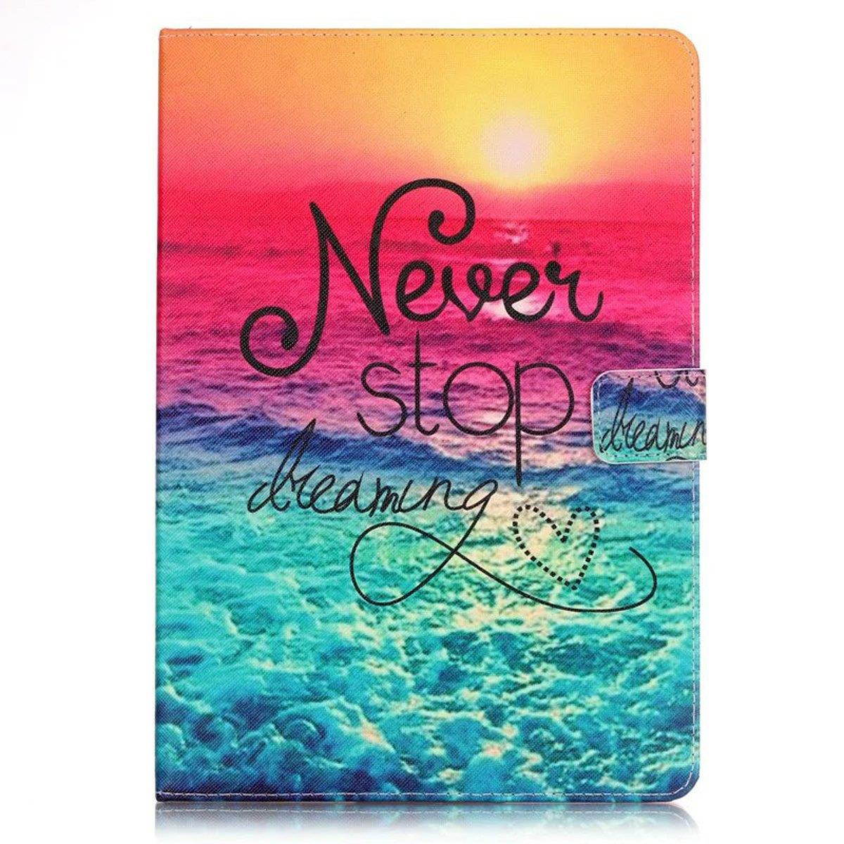 Tab A 9.7 Case, NewshineMagnetic Closure Stand Cover Flip Folio Skin with [Auto Wake/Sleep Feature] for 2015 Released Samsung Galaxy Tab A 9.7 SM-T550 SM-P550 Tablet (1 Sunset&Blue Sea)