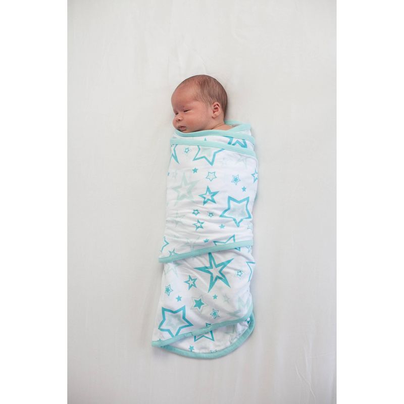 Miracle Blanket Swaddle Wrap Stars Aqua