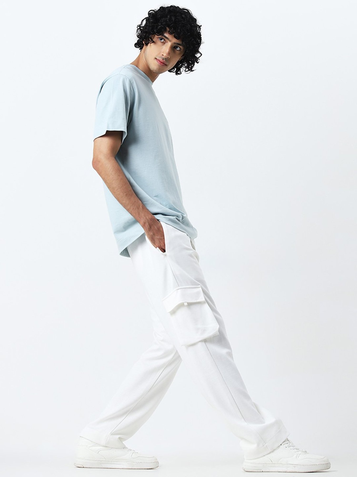 Studiofit by Westside Off-White Relaxed-Fit Mid-Rise Track Pants