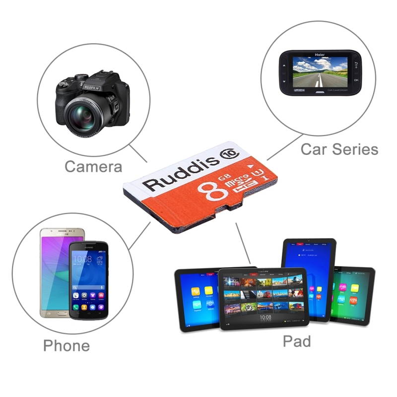 Ruddis 8GB High Speed Class 10 TF/Micro SDXC UHS-1(U1) Memory Card