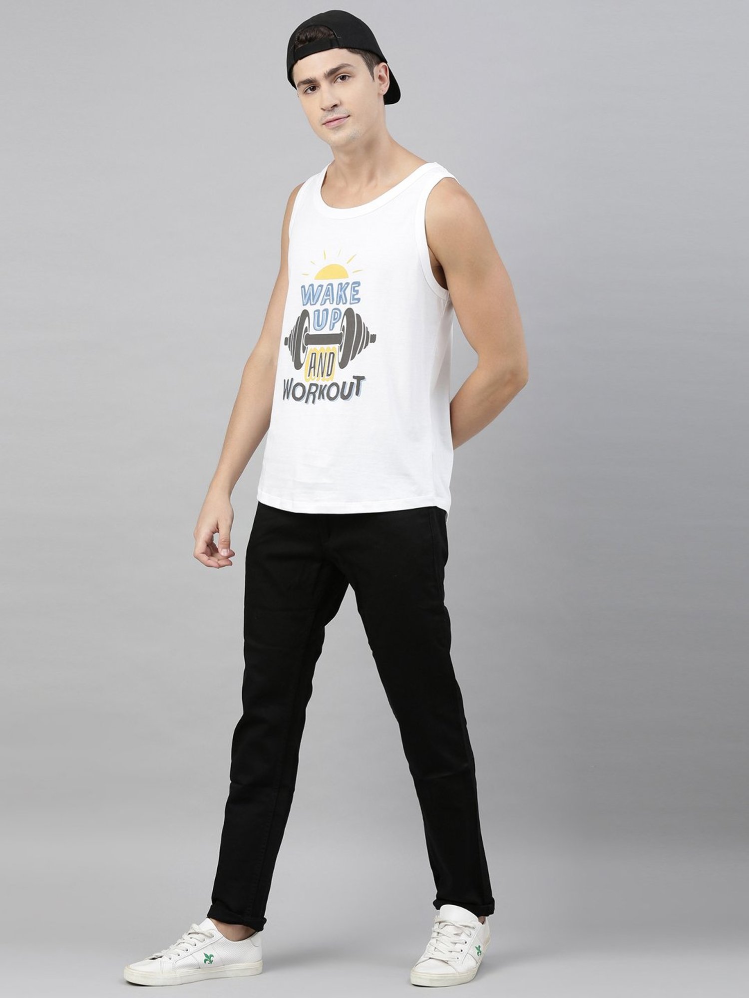 Bushirt White Printed Cotton Vest