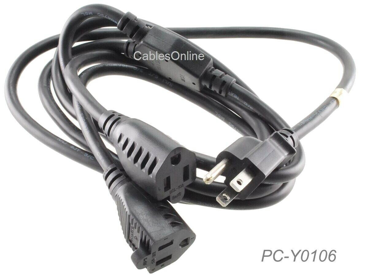 6ft 2-Outlet Power Cord Y-Splitter (1)NEMA 5-15P to (2)NEMA 5-15R 16AWG/3C Cable