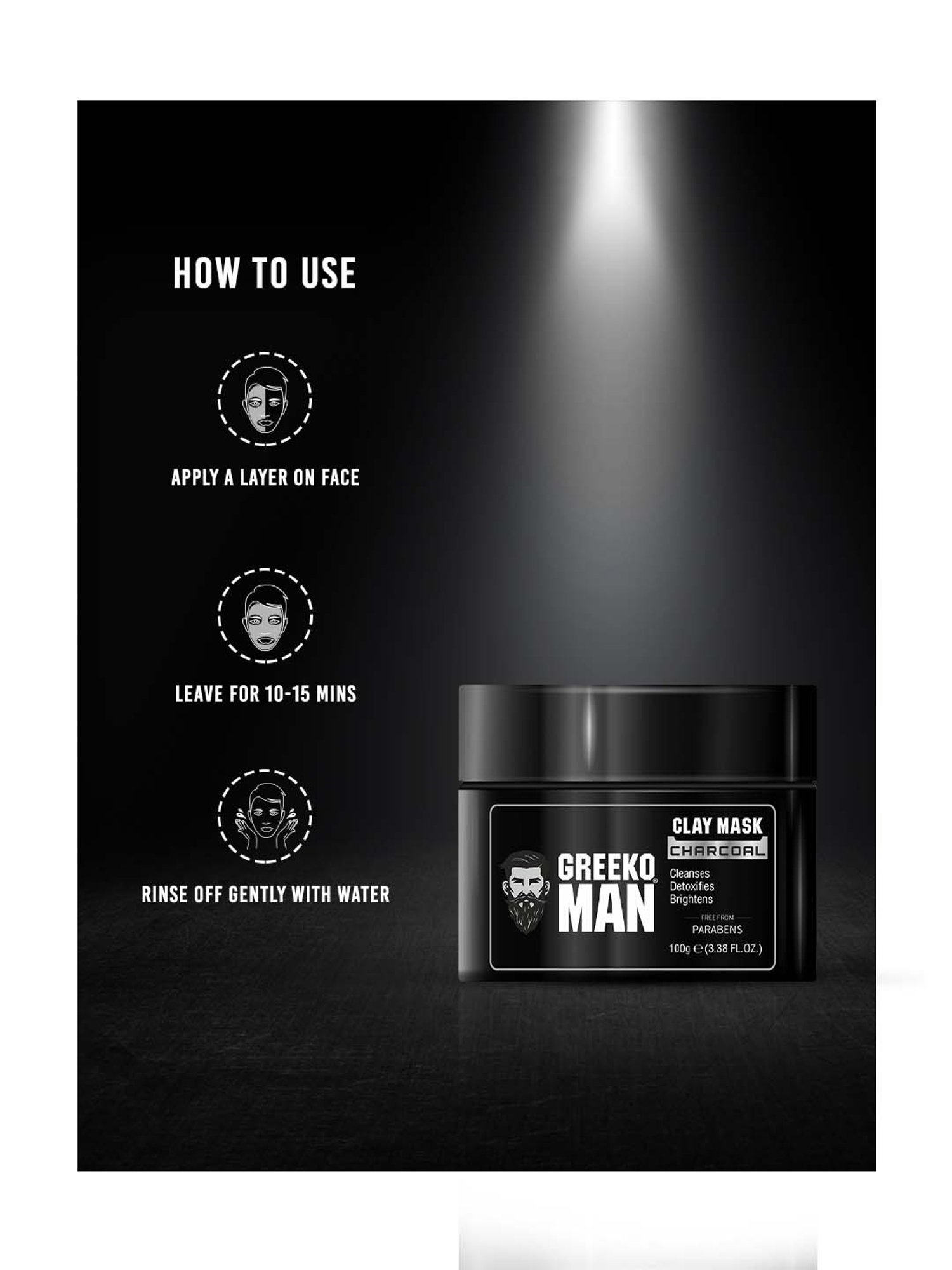 Greeko Man Clay Mask - Charcoal