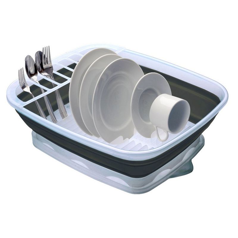 Progressive International CDD-100 Plastic Collapsible Dish Rack with Drain Board