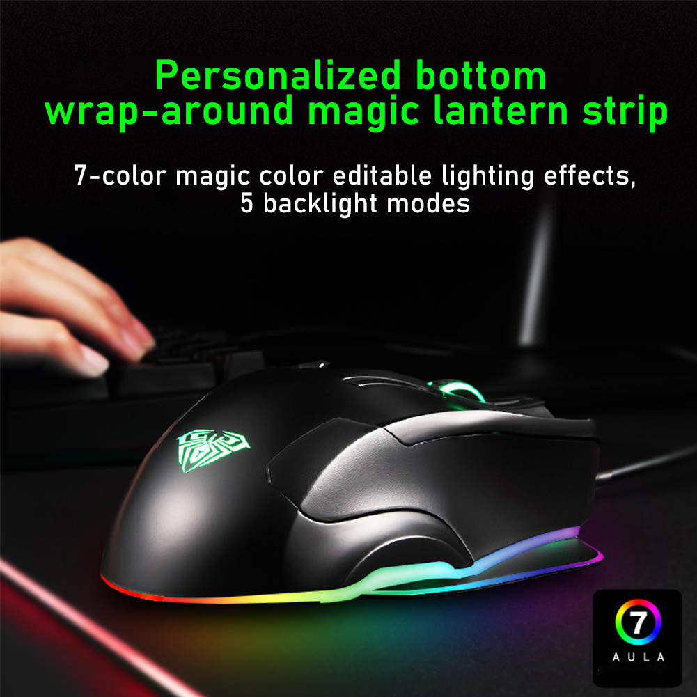 AULA 9006 Wired Professional Gaming Mouse Death Coil 10-Key Programmable 8200DPI Mouse for Computer
