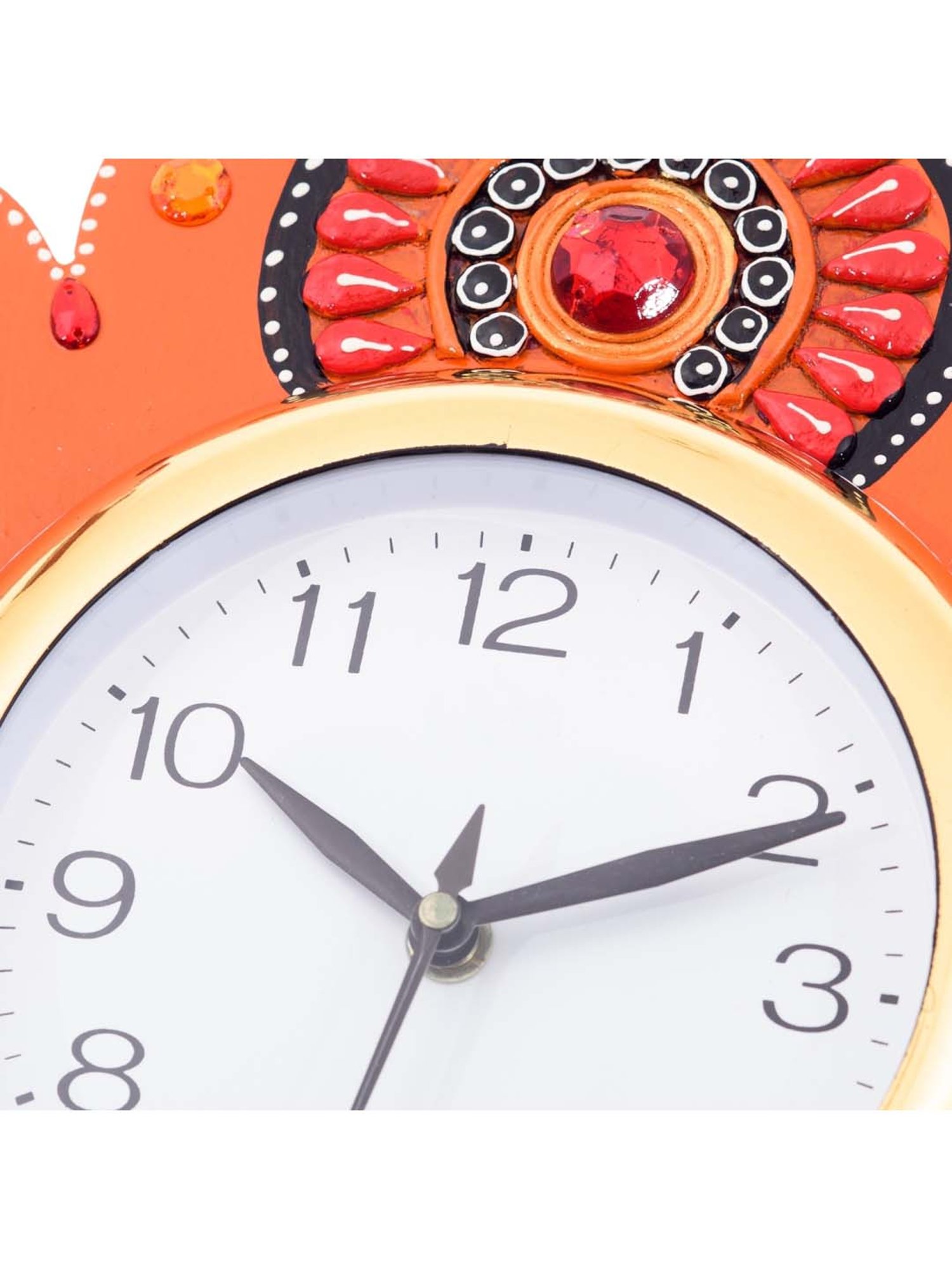 eCraftIndia Handcrafted Papier-Mache 2 Peacocks Decorative Wall Clock