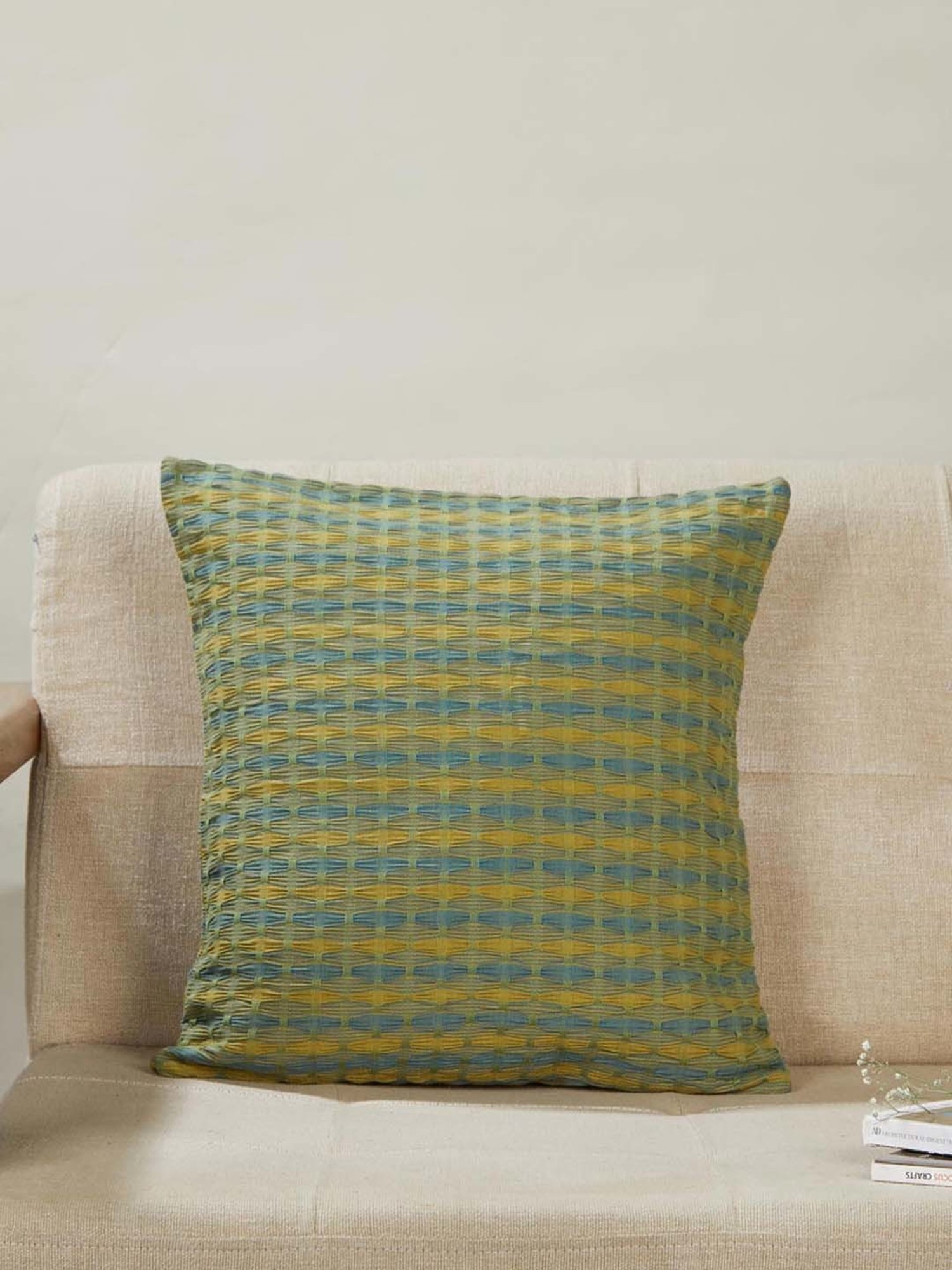 Fabindia Standalone Yellow Cotton Deepali Cushion Cover