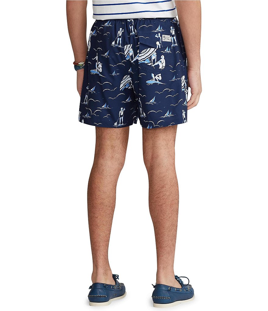 Polo Ralph Lauren Traveler Solid Blue 5 3/4#double; Inseam Swim Trunks
