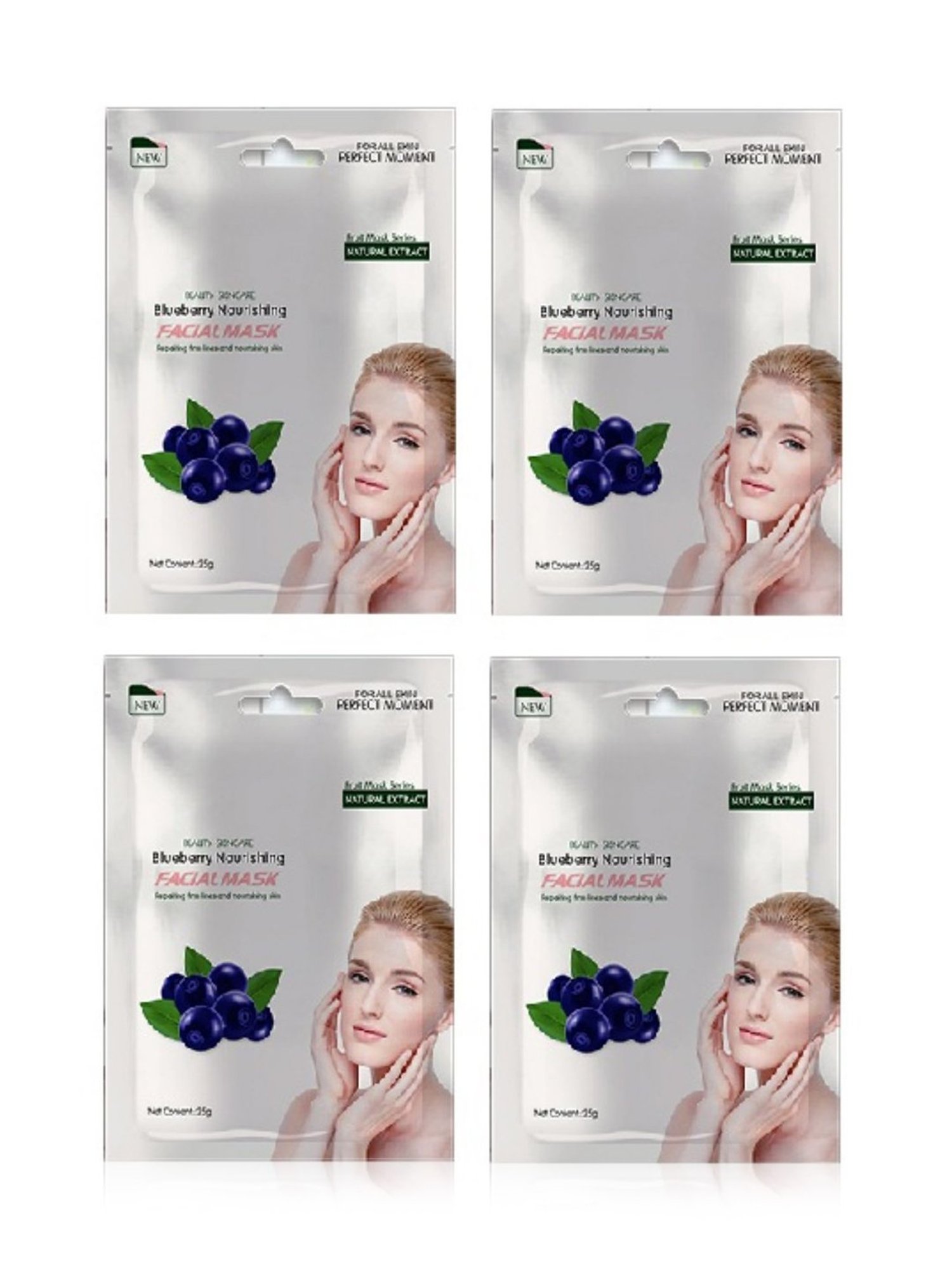 MONDSUB Blueberry Nourishing Face Sheet Masks (Pack of 4) - 25 gm Each