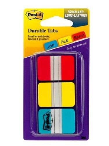 Post-it Durable IndexTabs, 1 Inch, Ideal For Binders and File Folders, Assorted Bright Colors, 36 per Dispenser (686-RYBT)