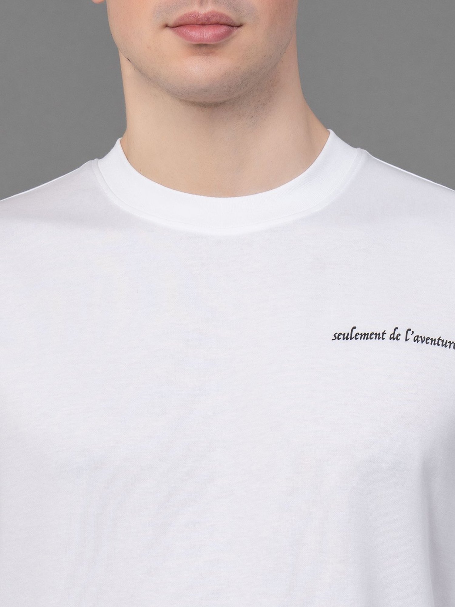 Red Tape White Loose Fit Graphic Print Oversized T-Shirt