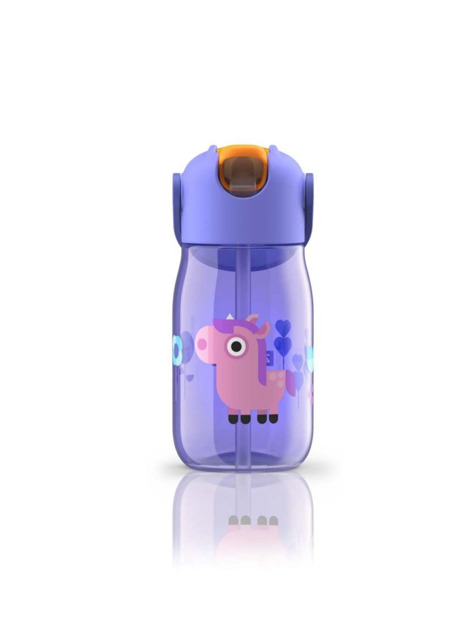 Zoku Purple 400 ML Plastic Flip Straw Bottle - Set of 1