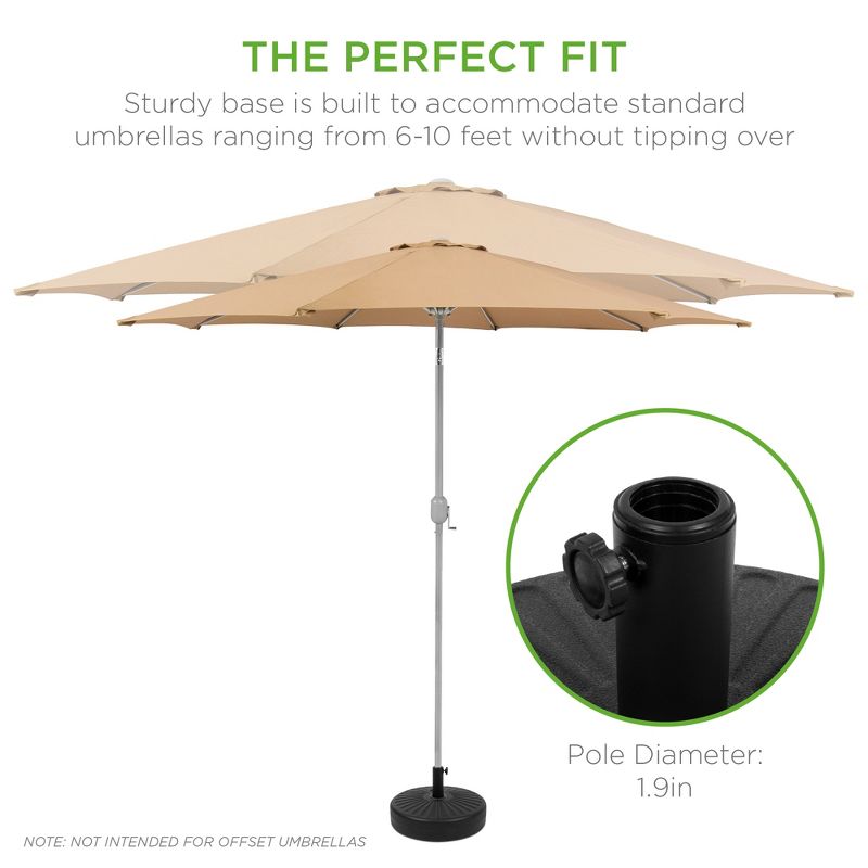 Best Choice Products Fillable Plastic Patio Umbrella Base Stand Pole Holder for Outdoor, Lawn, Garden - Black