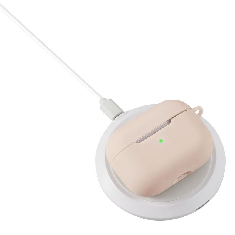 For AirPods Pro Case Silicone Protective Cover Skin with Keychain for Apple Airpod Pro 3 3rd 2019 Wireless Charging Earbuds Case, Sand Pink by Insten