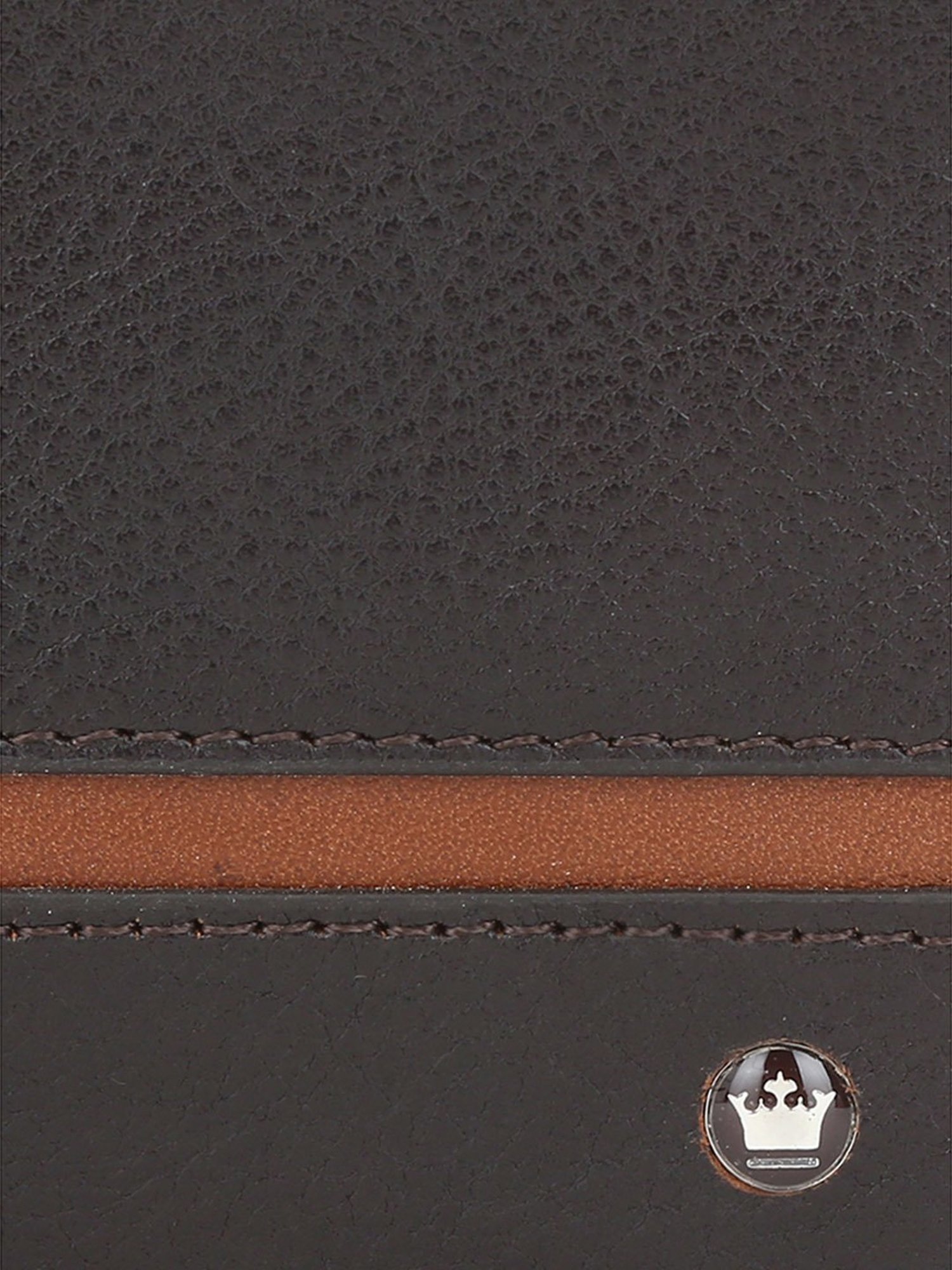 Louis Philippe Brown Printed Leather Bi-Fold Wallet for Men