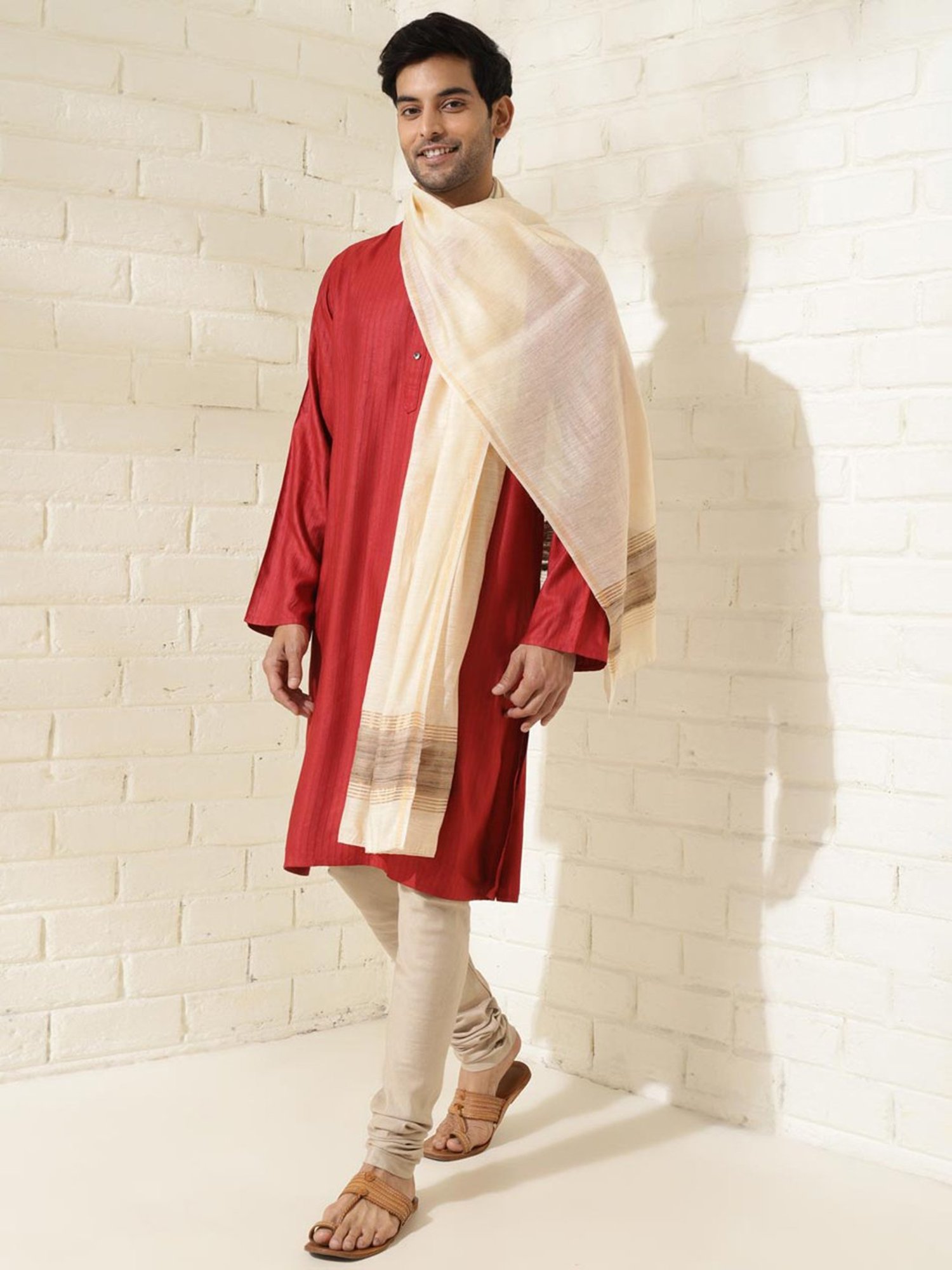 Fabindia Beige Self Design Stole