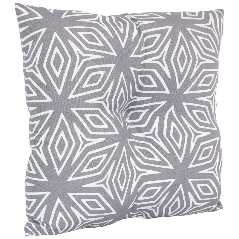 Sunnydaze Indoor/Outdoor Weather-Resistant Polyester Square Tufted Pillow with Zipper Closures - 19" - Gray Geometric - 2pk