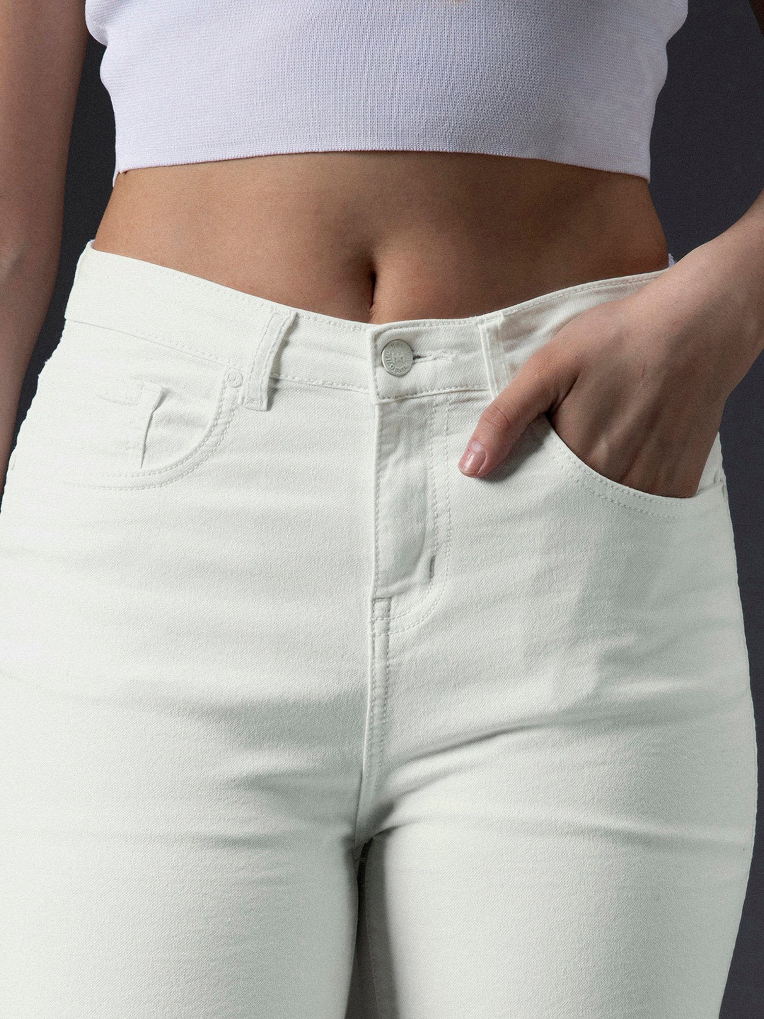 High Star White Cotton Regular Fit Shorts