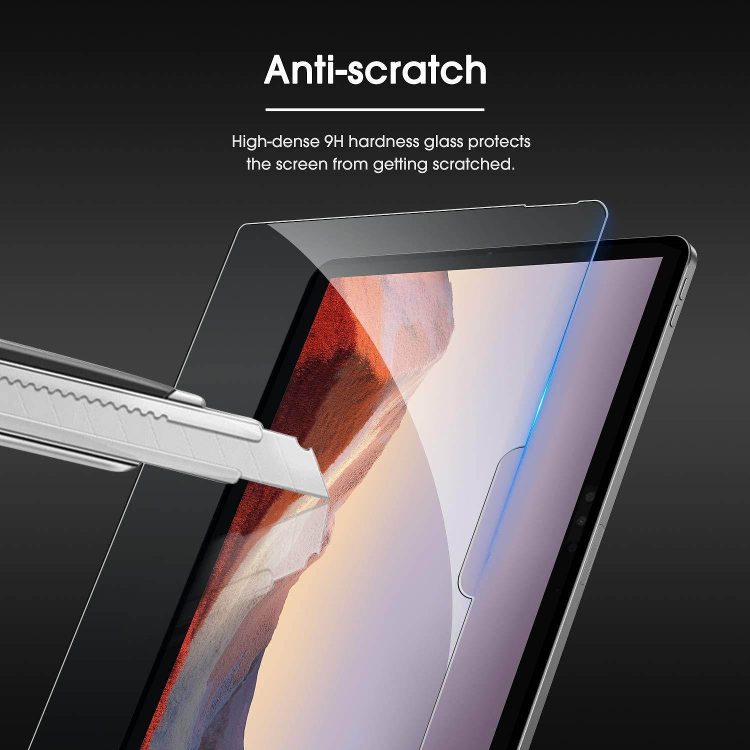 OMOTON [3-Pack] Screen Protector for Surface Pro 7 6 5 4 [12.3 Inch] - Tempered Glass/Guide Frame/Scratch Resistant