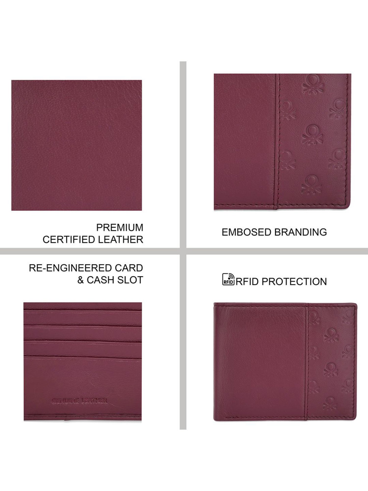 United Colors of Benetton Genaro Wine Leather Solid Bi-Fold Wallet