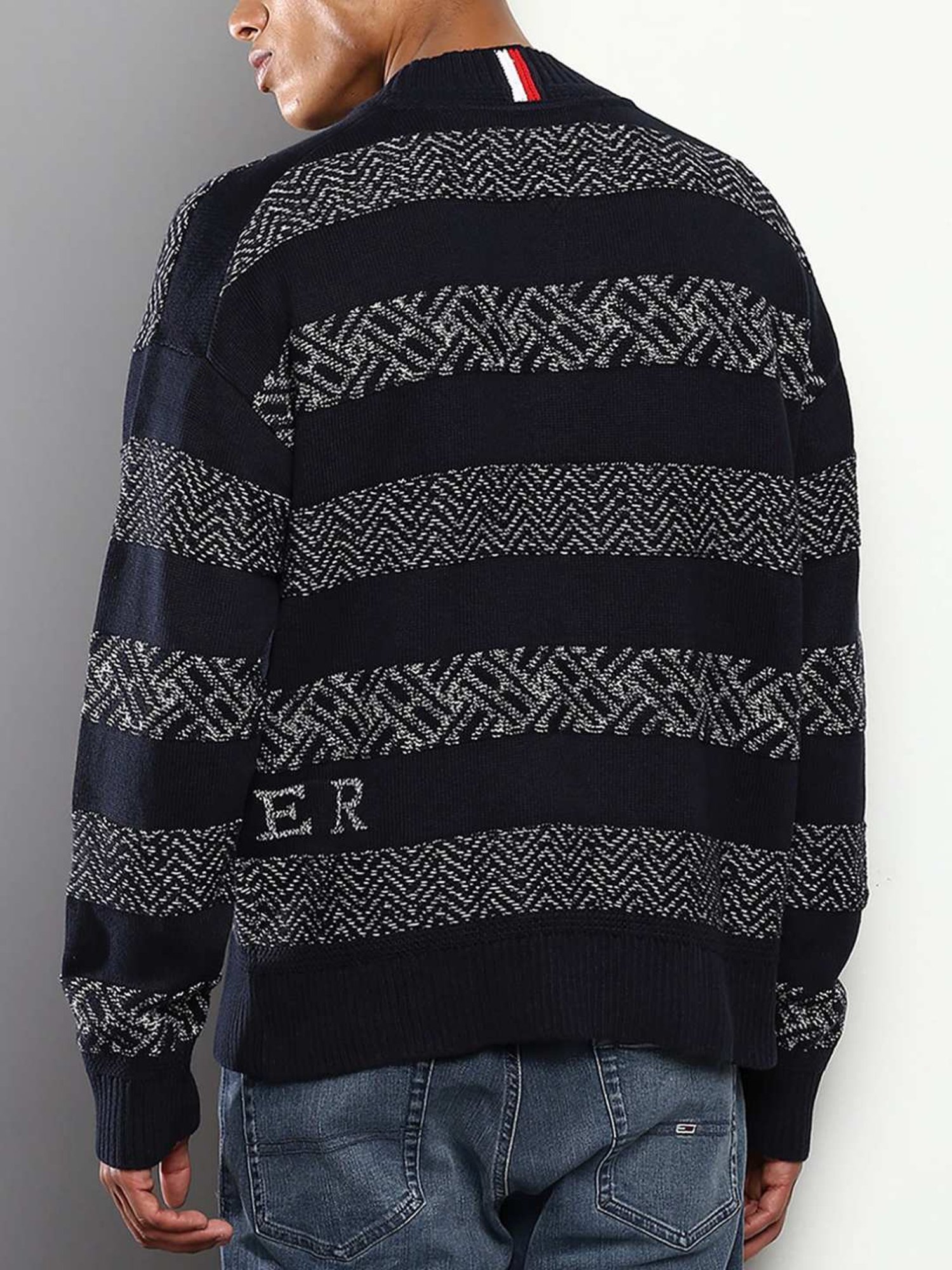 Tommy Hilfiger Desert Sky Cotton Regular Fit Striped Sweaters