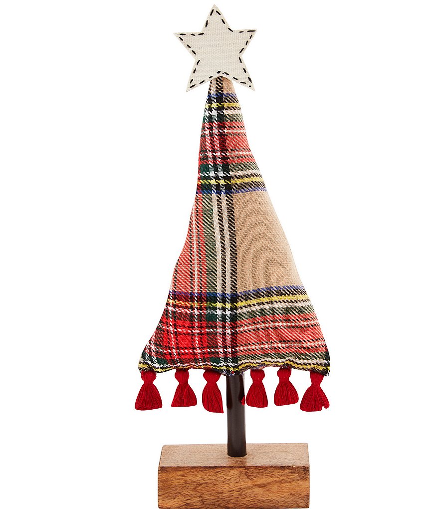 Mud Pie Classic Christmas Collection Assorted Fabric Tartan Plaid Christmas Tree Sitter