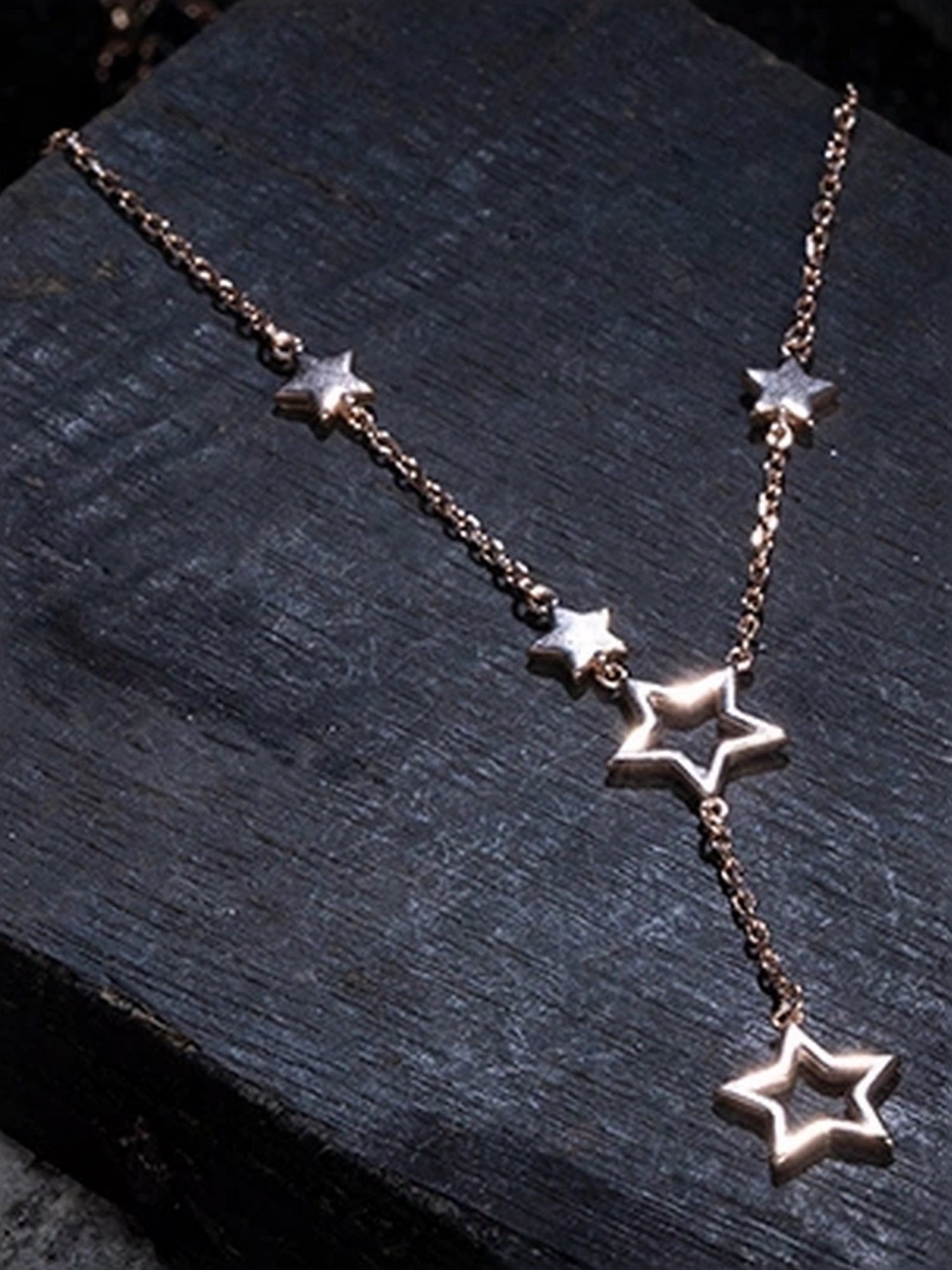 Touch925 Sterling Silver Dainty Charm Star Necklace for women